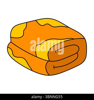 Illustrazione vettoriale coperta ripiegata colorata. Un'immagine vettoriale vibrante di una coperta ben piegata con motivi astratti gialli e arancioni. Illustrazione Vettoriale