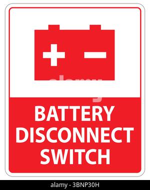 Un segno rosso audace e accattivante che indica un sezionatore della batteria, essenziale per la sicurezza durante la manutenzione e il funzionamento elettrici. Illustrazione Vettoriale