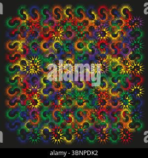 Colorato motivo vorticoso. Composizione astratta dell'arcobaleno. Sfondo vettoriale luminoso. Illustrazione Vettoriale