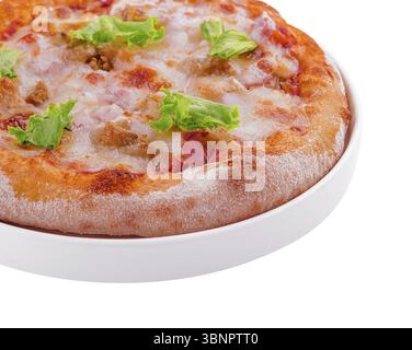 Natura morta, mini pizze con prosciutto e mozzarella Foto Stock