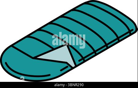 Illustrazione isometrica di un sacco a pelo, semplice icona dell'attrezzatura da campeggio estiva, illustrazione vettoriale Illustrazione Vettoriale