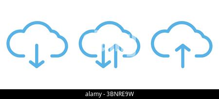 Raccolta icone trasferimento dati cloud Illustrazione Vettoriale