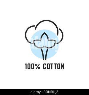 100% cotone icona semplice come un tessuto di alta qualità Illustrazione Vettoriale