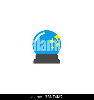 Sfera di cristallo. Globo di previsione del futuro. Simbolo della sfera di vetro. Elemento vettore magico. Illustrazione Vettoriale