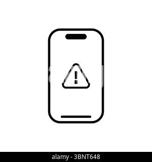 Un profilo minimalista di uno smartphone che visualizza un'icona di avviso, perfetto per progetti relativi a errori, avvisi o notifiche. Illustrazione Vettoriale