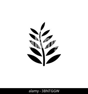 Foglia di palma, foglie di felce, icona di vettore piatto Bracken isolato su sfondo bianco Illustrazione Vettoriale