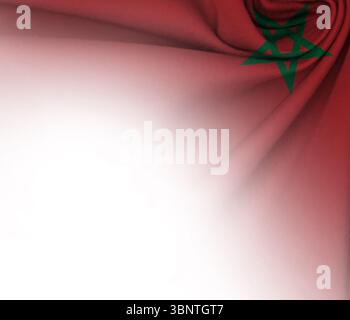 Sfondo bianco con tessuto aggrovigliato con bandiera marocchina Foto Stock