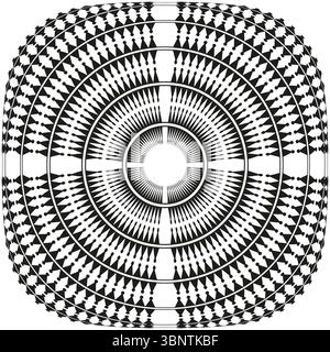 Ripetizione a spirale circolare. Illusione ottica ipnotica. Linee a labirinto concentriche. Disegno astratto vettoriale. Illustrazione Vettoriale