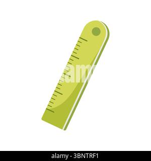 Icona righello. Illustrazione vettoriale. Design piatto. Strumento scolastico. Icona materiali di consumo per cancelleria Illustrazione Vettoriale