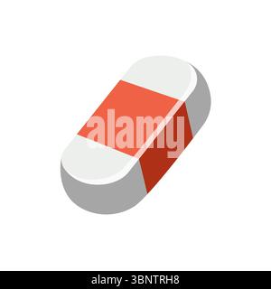 Gomma. Torna a scuola. Stile cartoni animati. Vettore isolato su sfondo bianco. Design piatto Illustrazione Vettoriale