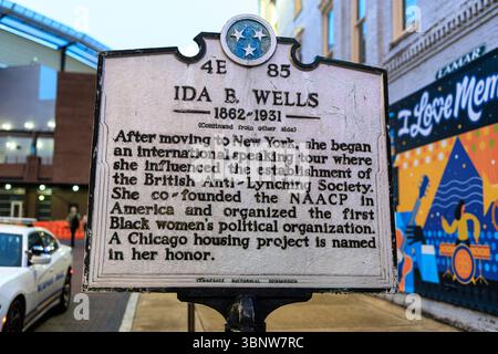 Ida B. Wells Historical Marker, Beale Street, Memphis, Tennessee, Stati Uniti Foto Stock