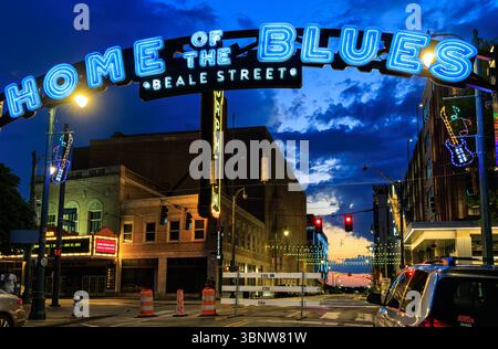 Sede del cartello Blues a Beale Street, Memphis, Tennessee, Stati Uniti Foto Stock