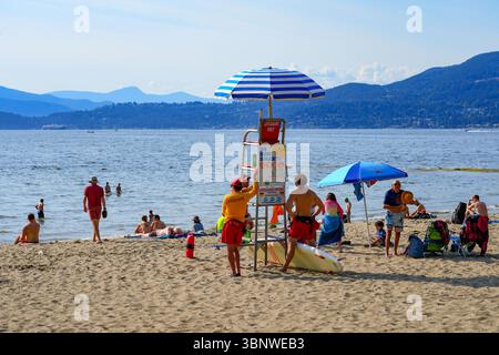 Third Beach of Stanley Park sulla costa della English Bay a Vancouver, British Columbia, Canada Foto Stock