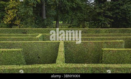 Natural hedge labyrinth or maze in a formal castle garden, Markelo, Nederland Foto Stock