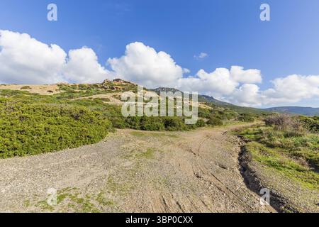 Sentiero a piedi lungo la costa occidentale della Sardegna vicino a Bosa, Italia, Europa Foto Stock