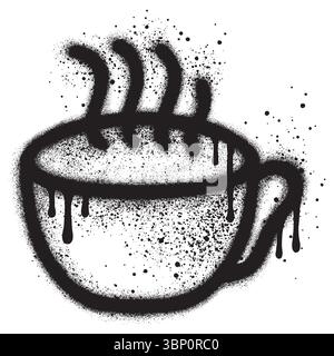 graffiti da caffè con vernice spray nera. illustrazione vettoriale. Illustrazione Vettoriale