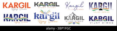 Kargil Vijay Diwas Banner Typography Design Illustrazione Vettoriale