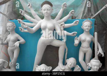 Maa Durga Idol a Kumartuli kolkata Foto Stock