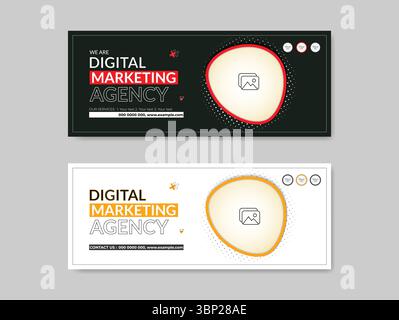 Design della copertina Facebook e del modello di banner Web per il marketing digitale Illustrazione Vettoriale