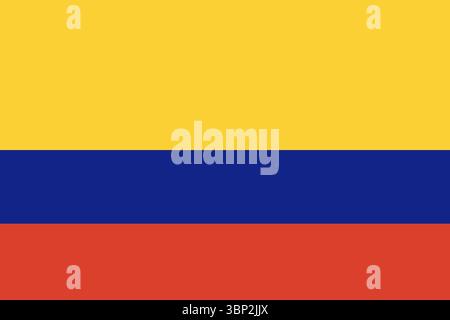 Bandiera della Colombia. Colori e proporzioni ufficiali. Bandiera nazionale della Colombia. Illustrazione Vettoriale