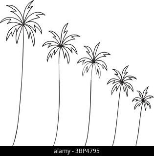 Sagome di palme con variazione graduale dell'altezza Illustrazione Vettoriale