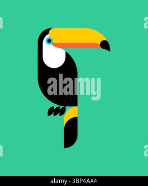 Icona simbolo dell'uccello tropicale Toucan Illustrazione Vettoriale
