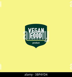 Prodotto con logo Vegan Food Label. Design del logo Organic Food Illustrazione Vettoriale