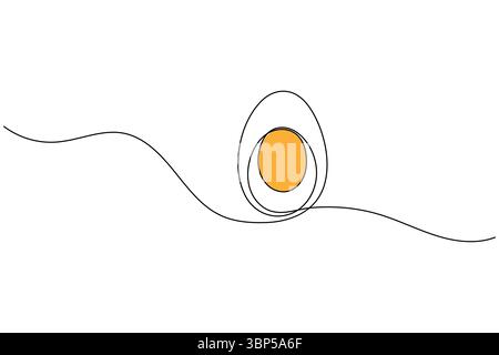 Semplice illustrazione di uova di pasqua in un'unica linea continua, isolata su sfondo bianco Illustrazione Vettoriale