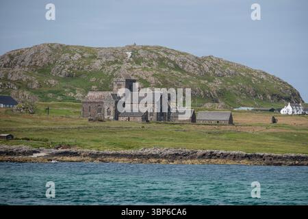 Abbazia di Iona e Nunnery, Isola di Iona, Scozia, Regno Unito Foto Stock