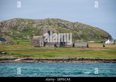 Abbazia di Iona e Nunnery, Isola di Iona, Scozia, Regno Unito Foto Stock