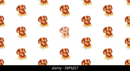 Motivo autunnale senza cuciture con sciarpe a righe calde rosse e gialle. Sfondo vettoriale autunnale dei cartoni animati Illustrazione Vettoriale