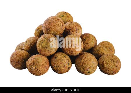 Cibo, polpette di falafel di ceci vegetariani isolate su bianco Foto Stock