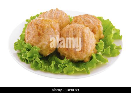 Cibo, cotolette fatte in casa appena sfornate sul piatto Foto Stock