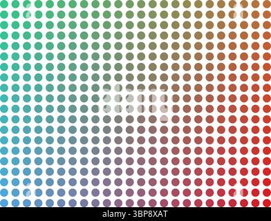 Motivo a punti sfumatura astratta vibrante in verde arancione e blu. Illustrazione Vettoriale