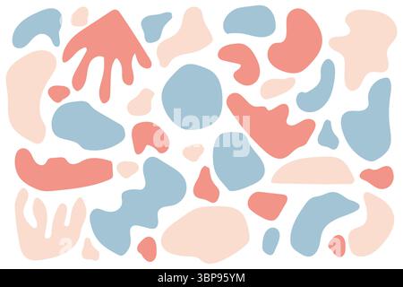 Set di forme organiche astratte. Elementi di design pastello disegnati a mano. Sfondi astratti. Frammenti organici casuali di forma irregolare. Blotch astratto Illustrazione Vettoriale