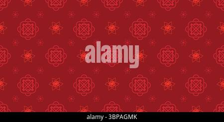 Moderno Capodanno cinese motivo astratto senza cuciture. Vector Luxury Happy Chinese New Year pattern su sfondo rosso. Modello a moneta circolare cinese lunare Illustrazione Vettoriale