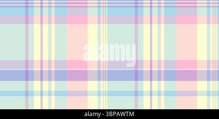 Audace trama a quadri, motivo di sfondo in tessuto a variazione. Tessuto da scrapbook con tartan vettoriale senza cuciture in una tavolozza di colori chiari e chiffon al limone. Illustrazione Vettoriale