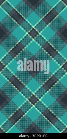 Sfondo vettoriale in rilievo tessuto con motivo a quadri aperto e senza cuciture. Tessuto a scacchi tartan con texture compleanno in colori turchese e pastello. Illustrazione Vettoriale
