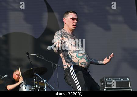 LONDRA, INGHILTERRA - MAGGIO 27: Sebastian Murphy di "Viagra Boys" che si esibisce al Wide Awake Festival, Brockwell Park, Brixton il 27 maggio 2023 a Londra, Inghilterra.CAP/Mar ©Mar/Capital Pictures Foto Stock