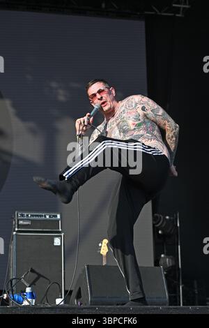 LONDRA, INGHILTERRA - MAGGIO 27: Sebastian Murphy di "Viagra Boys" che si esibisce al Wide Awake Festival, Brockwell Park, Brixton il 27 maggio 2023 a Londra, Inghilterra.CAP/Mar ©Mar/Capital Pictures Foto Stock