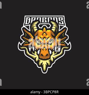 logo dragon mascotte vettoriale con stile concept per la stampa di badge, emblemi e t shirt. Illustrazione Vettoriale