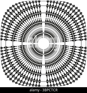 Ripetizione a spirale circolare. Illusione ottica ipnotica. Linee a labirinto concentriche. Disegno astratto vettoriale. Illustrazione Vettoriale