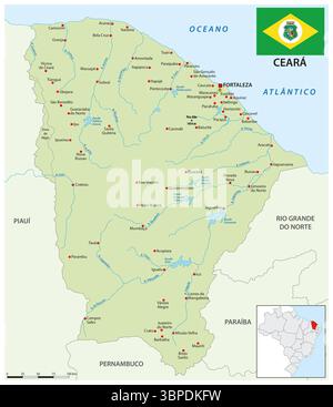 Mappa dello stato brasiliano di Ceara Foto Stock