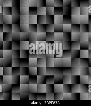 Sfondo astratto con quadrati testurizzati in grigio chiaro e scuro che creano un motivo geometrico Foto Stock