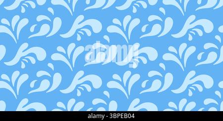 Blue Ocean Waves Seamless Pattern Sea Ornament Illustrazione Vettoriale