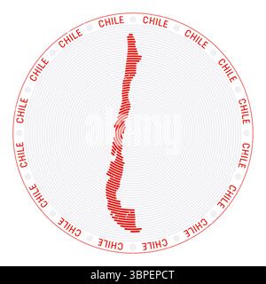 Archi radiali a forma di Cile. Icona Country round. Poster con logo Cile. Affascinante illustrazione vettoriale. Illustrazione Vettoriale