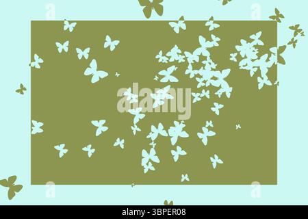 Stencil butterfly design pattern in verde e blu Foto Stock