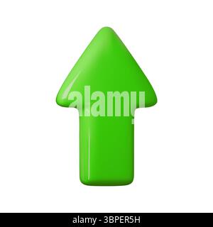 Illustrazione vettoriale con freccia verde lucida che simboleggia la crescita, il successo e il movimento verso l'alto. Perfetto per temi aziendali, finanziari o di navigazione. Alla moda Illustrazione Vettoriale