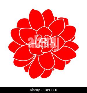 Silhouette rossa con grafica succulenta isolata su sfondo bianco. Illustrazione piatta vettoriale disegnata a mano, schizzo. Elemento per la progettazione. Logo. Illustrazione Vettoriale