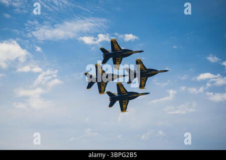 Foto dei Blue Angels scattate durante il Chippewa Valley Air Show del 2025, a Chippewa Falls, WISCONSIN. Foto Stock